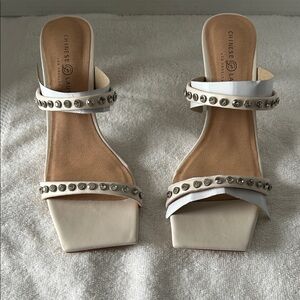 Chinese Laundry White Studded Heels Size 8.5